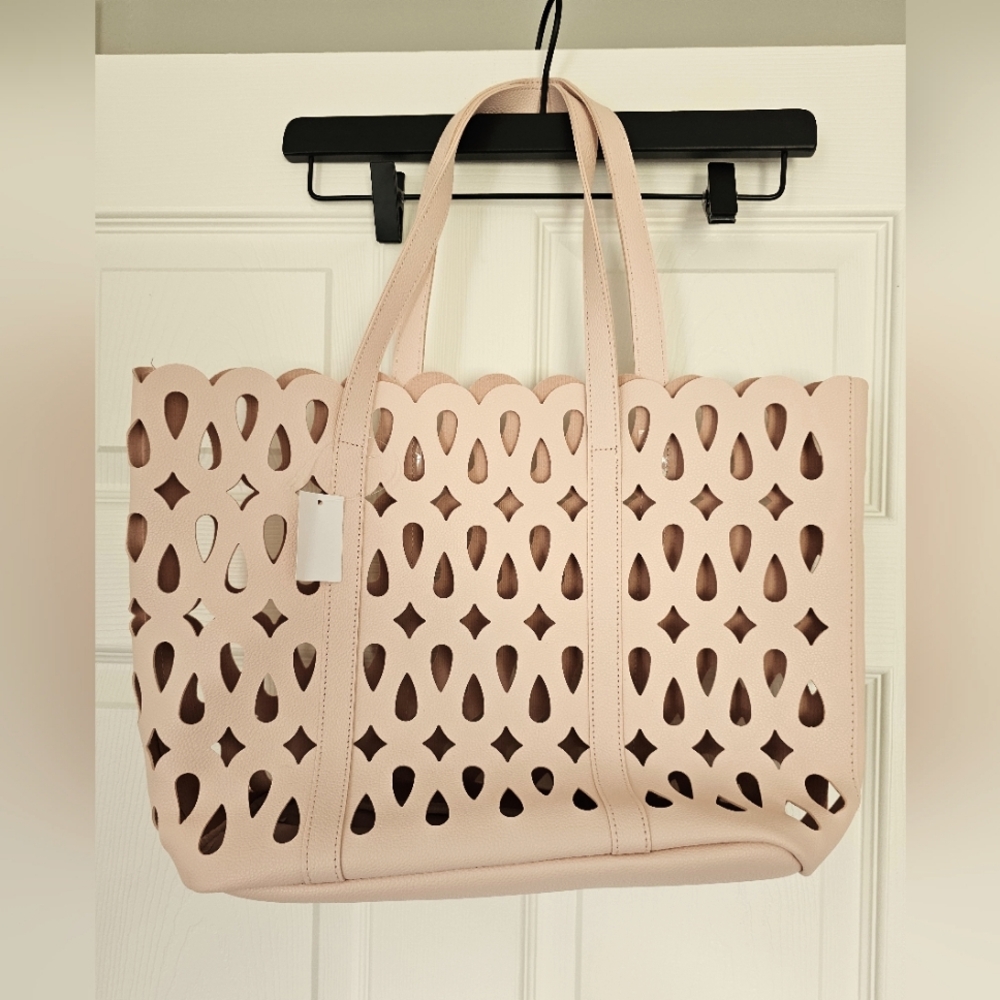 Light pink vegan leather tote bag nwt